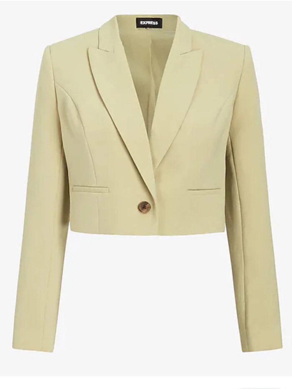 Express Cropped One-Button Peak Lapel Blazer - Light Beige Tan